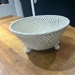 Bassano Italy large handmade woven Ceramic bowl vintage